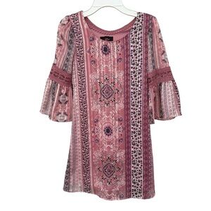 iZ Byer Boho Bell Sleeves Paisley Print Lined Dress Girls Size 10